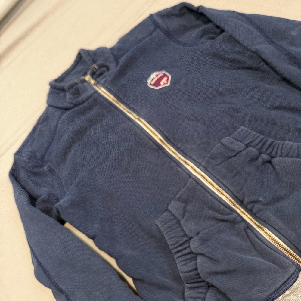 VTG Y2K Animo Italy Navy Flower Zip Track Jacket Women M ITALY Clueless Mall5222 - Picture 3 of 8
